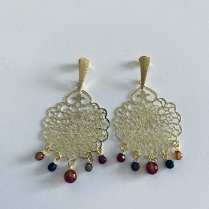 Aros Bañados en Oro con Piedras Naturales