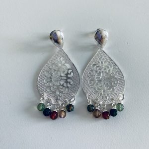 Aros Bañados en Plata con Piedras Naturales