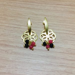 Aros Bañados en Oro con Piedras Naturales D 2113