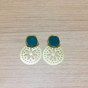 Aros Bañados en Oro con Cuero D 2114