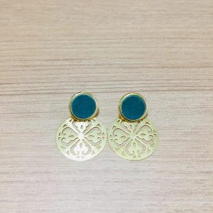 Aros Bañados en Oro con Cuero D 2114