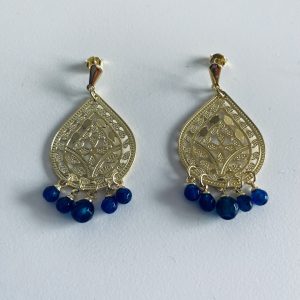 Aros Bañados en Oro con Piedras Naturales 5Cm.