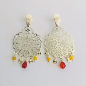 Aros Bañados en Oro con Piedras Naturales