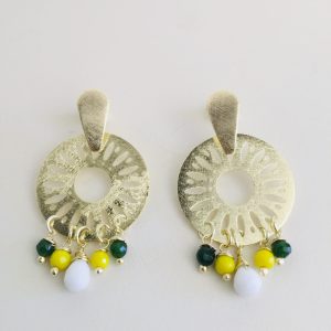 Aros Bañados en Oro con Piedras Naturales