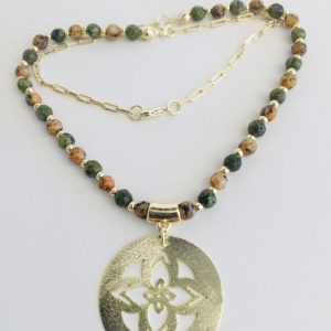 Collar Bañado en Oro con Piedras Naturales 50 cm.