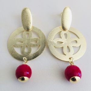 Aros Bañados en Oro con Piedra Natural