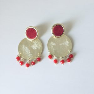 Aros Bañados en Oro con Piedras Naturales y Cuero