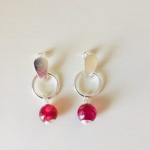 Aros Bañados en Plata con Piedras Naturales