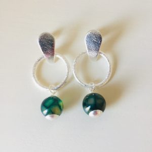 Aros Bañados en Plata con Piedra Natural