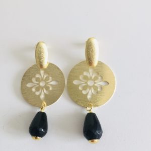Aros Bañados en Oro con Piedra Natural