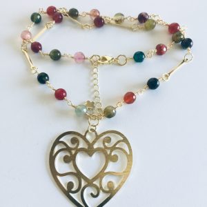 Collar Bañado en Oro con Piedras Naturales 50 cm.