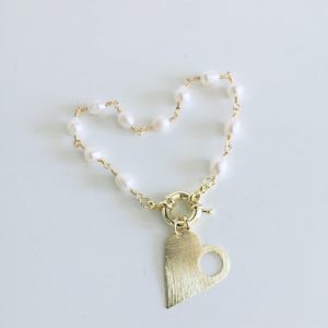 Pulsera Bañada en Oro con Perlas de Rio