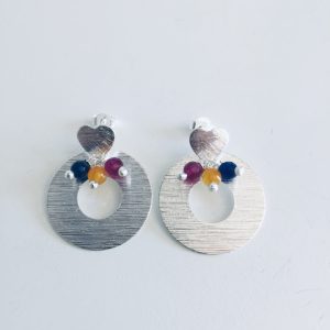 Aros Bañados en Plata con Piedras Naturales