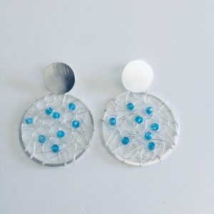Aros Bañados en Plata con Cristales Naturales