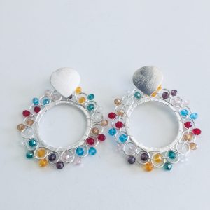 Aros Bañados en Plata con Cristales