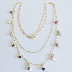 Collar Bañado en Oro con Piedras Naturales 50cm.