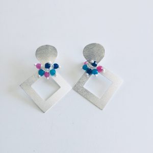 Aros Bañados en Plata con Piedras Naturales