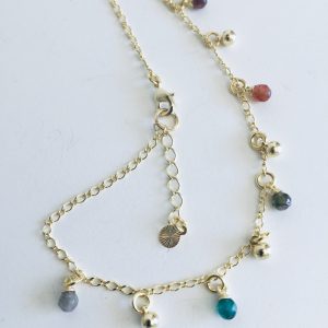 Tobilleras Bañadas en Oro con Piedras Naturales