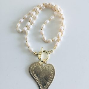 Collar Bañado en Oro con Perlas de Rio 45 cm.
