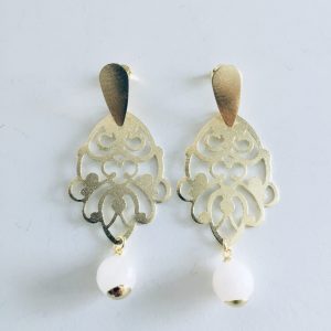Aros Bañados en Oro con Piedras Naturales