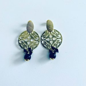 Aros Bañados en Oro con Piedra Natural