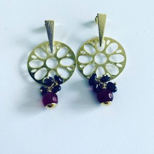 Aros Bañados en Oro con Piedras Naturales
