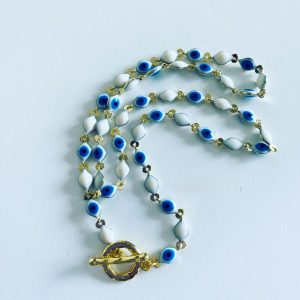 Collar Bañado en Oro Pierda Ojo Turco 48 cm.
