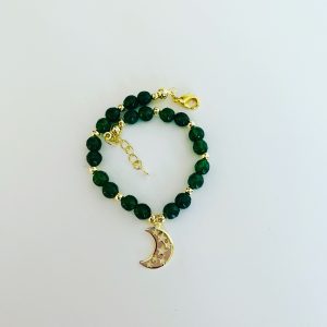 Pulsera Bañada en Oro con Agatas verde