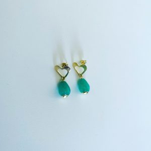 Aros Bañados en Oro con Agata 3 Cm.