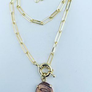 Collar Bañado en Oro Virgen Niña en Cristal 50 Cm.