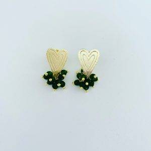 Aros Bañados en Oro con Agatas Color Verde Oscuro