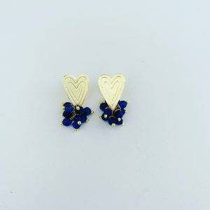 Aros Bañados en Oro Con Agatas Color Azul