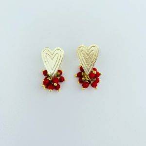 Aros Bañados en Oro con Agatas Color Rojo