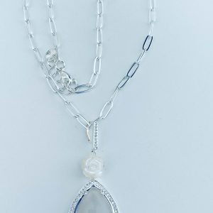 Collar Bañado en Plata con Nacar 45 Cm.