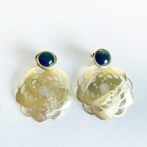 Aros Bañados en Oro con Piedra 6,3 Cm.