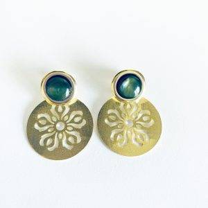 Aros Bañados en Oro con Piedra 4, 8Cm.