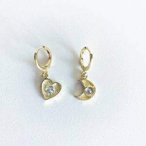 Aros Desiguales Bañados en Oro  3,3 Cm.