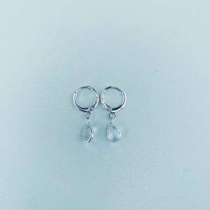 Aros Bañados en Plata con Cristal 2, 8 Cm.