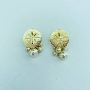 Aros Bañados en Oro con Perlas 3,5 Cm.