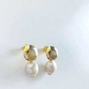 Aros Bañados en Oro con Perla 3,5 Cm.