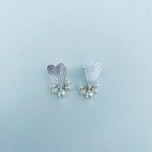 Aros Bañados en Plata con Perlas 3,5 Cm.
