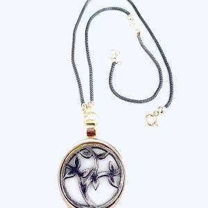 Collar BicolorArbol de la Vida Bañado en Oro y Peltre 45 Cm.