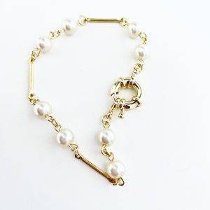 Pulsera Bañada en Oro con Perlas de Rio