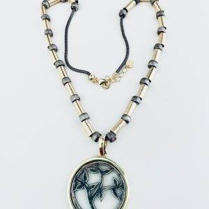 Collar Arbol de la Vida, Enchapado en Oro y Peltre 45 Cm.