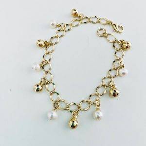 Pulsera con Perlas de Rio, Enchapada en Oro