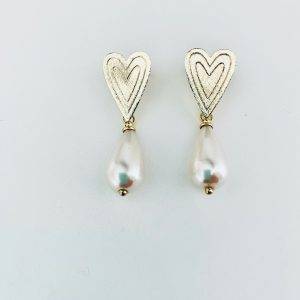 Aros Perla Shell, Enchapado en Oro 5,5Cm.