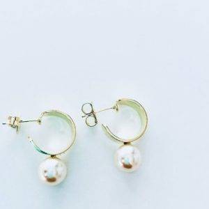 Aros Argolla con Perla de Río 2,8 Cm.