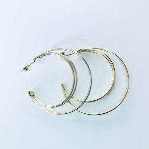Aros Triple Argolla Enchapados en Oro 4,7 Cm.