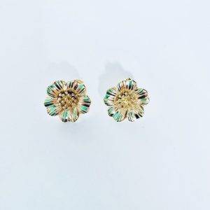 Aros  Flor Enchapados en Oro 2,5 Cm.
