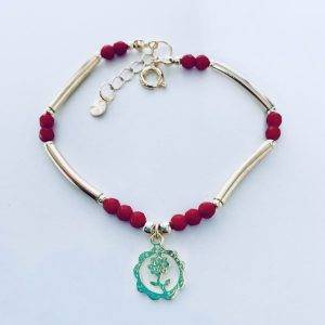 Pulsera Enchapada en Oro con Ágatas 18 Cm. más Alargue